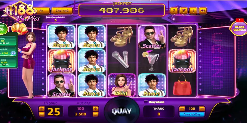 Gái Nhảy game slot có vòng quay nhân thưởng cao tại M88vin