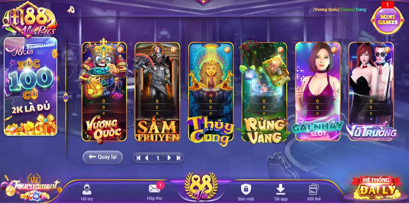 Kho trò chơi phong phú tại sảnh slot M88vin