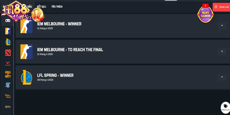 M88vin cập nhật liên tục những giải đấu thể thao điện tử 